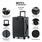 KOFA Handgepäckkoffer GENEVA, 55cm Alu-Rahmen & Polycarbonat-Hartschale, 4 Rollen, TSA Schloss – Bild 2