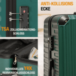 VALLSERO Trolleyset LG2 Hartschalen-Koffer set Rollkoffer, Reisekoffer, , Handgepäck 4 Rollen, ABS-Material, TSA Zollschloss, 6-teiliges Set – Bild 4