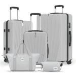 VALLSERO Trolleyset M-L-XL-Set, Gepäck mit Kosmetiktasche, Hartschalen-Koffer, 5-teiliges Set, hochfestes ABS-Gehäuse, 360° geräuschloses Rad