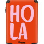 NoBoringSuitcases.com© Hartschalen-Trolley Rot und rosa Zitat 'hola' 55x35x20cm, 4 Rollen, Handgepäck Koffer & Trolleys, Luggage, Reisekoffer Frauen