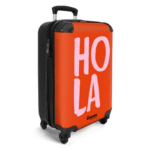 NoBoringSuitcases.com© Hartschalen-Trolley Rot und rosa Zitat 'hola' 55x35x20cm, 4 Rollen, Handgepäck Koffer & Trolleys, Luggage, Reisekoffer Frauen – Bild 2