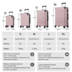 yonsly Hartschalen-Trolley Hartschalen-Koffer Trolley 360° Rollen, robuster Reisekoffer, 4 Rollen, mit Zahlenschloss, für Business und Urlaub 46/55/66/76 cm – Bild 2