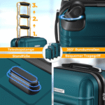 KESSER Hartschalen-Trolley Reisekoffer Handgepäck 55L Koffer Inkl. Kofferwaage + Gepäckanhänger, 4 Rollen, Rollkoffer ABS-Hartschale mit 4 Rollen, Zahlenschloss & Teleskopgriff – Bild 4