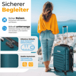 KESSER Hartschalen-Trolley Reisekoffer Handgepäck 55L Koffer Inkl. Kofferwaage + Gepäckanhänger, 4 Rollen, Rollkoffer ABS-Hartschale mit 4 Rollen, Zahlenschloss & Teleskopgriff – Bild 5