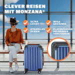 monzana Hartschalen-Trolley, 4 Rollen, Rollkoffer Zahlenschloss Reisekoffer Hartschalenkoffer Trolley XL Blau – Bild 3