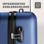 monzana Hartschalen-Trolley, 4 Rollen, Rollkoffer Zahlenschloss Reisekoffer Hartschalenkoffer Trolley XL Blau – Bild 5
