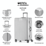 KOFA Koffer ZURICH, 75cm Alu-Rahmen & Polycarbonat-Hartschale, 4 Rollen, TSA Schloss – Bild 2