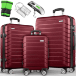 tillvex Trolleyset Reisekoffer Set Koffer Hartschale Trolley Kofferset Tasche, , Reisekoffer Set 3-TLG. + Gepäckwaage, 6X Gurte & 3X Anhänger Kofferset