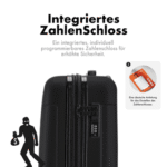Flexot Hartschalen-Trolley F-3045 – Kofferset – ABS-Hartschale, 4 Rollen, Robuster und moderner Koffer mit vier 360° Rollen und Zahlenschloss – Bild 5