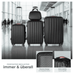 tectake Trolley Hartschalenkoffer-Set Pucci - Robust und ineinander stapelbar, 4 Rollen, Dreistelliges Sicherheits-Zahlenschloss inklusive – Bild 3
