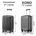 KONO Handgepäckkoffer Hartschale Koffer Zwillingsrollen ABS Handgepäck Bordgepäck 4 Rollen – Bild 2