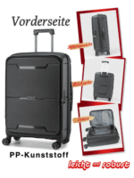 Super Solu Hartschalen-Trolley Erweiterbarer Hartschalenkoffer, Frontöffnung Reisekoffer aus PP, 4 Rollen, 360° Doppelrollen, M/20 Zoll, Schwarz, TSA-Zahlenschloss, Polypropylen – Bild 3