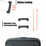 Super Solu Hartschalen-Trolley Erweiterbarer Hartschalenkoffer, Frontöffnung Reisekoffer aus PP, 4 Rollen, 360° Doppelrollen, M/20 Zoll, Schwarz, TSA-Zahlenschloss, Polypropylen – Bild 5