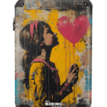 NoBoringSuitcases.com© Hartschalen-Trolley Mädchen mit herzförmigem Luftballon im Graffiti-Stil 55x35x20cm, 4 Rollen, Reisetasche mit Rollen, Koffer Handgepäck Flugzeug