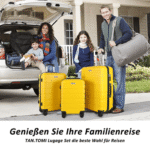 TAN.TOMI Handgepäckkoffer Koffer Hartschale Leicht Reisekoffer ABS Geräumig Haltbar, 4 Rollen, Trolley Handgepäck Große Kapazität mit 4 Rollen und Zahlenschloss – Bild 2