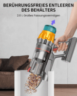 FOSMET Akku-Hand-und Stielstaubsauger Akku Staubsauger 80000Pa 750W 80min, 2,6L Staubbehälter, OLED Display, 750 W, 2.6L, Kabelloser Stabstaubsauger mit 11-Stufen-Filter, 50dB leise, für Böden – Bild 3