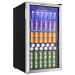 EUHOMY Getränkekühlschrank 90L Mini-Kühlschrank für 126 Dosen mit verstellbaren Ablage Getränkekühlschrank, 79.5 cm hoch, 47.5 cm breit, für Limonade, Bier oder Wein, für Zuhause, Bar und Büro