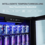 EUHOMY Getränkekühlschrank 90L Mini-Kühlschrank für 126 Dosen mit verstellbaren Ablage Getränkekühlschrank, 79.5 cm hoch, 47.5 cm breit, für Limonade, Bier oder Wein, für Zuhause, Bar und Büro – Bild 4