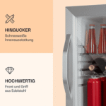 Klarstein Getränkekühlschrank Beersafe M, 54 cm hoch, 40.5 cm breit, Bierkühlschrank Getränkekühlschrank Flaschenkühlschrank mit Glastür – Bild 4