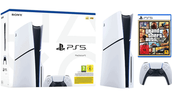 img_69c9ca92eaabd.png Playstation Playstation 5 Slim Disk Laufwerk + GTA V Spiel Bundle 1TB – Bild 1