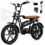 EVERCROSS TECH E-Bike 20” x 4,0 fette Reifen MTB, 48V 15,6AH Removable Battery, NFC, Heckmotor, 748,8 Wh, bis 55-100km, 7 Gang Shimano, Kettenschaltung, Heckmotor
