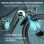 HITWAY E-Bike Mountainbike 26*4,0 Zoll Elektrofahrrad EMTB mit 48V15Ah Samsung Akku, 7 Gang shimano shimano Schaltwerk, Kettenschaltung, 250W Heckmotor, 720 Wh, Pedelec mit 2 Stoßdämpfer, APP Funktion E-Mountainbike für Erwachsene – Bild 2