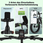 HITWAY E-Bike Mountainbike 26*4,0 Zoll Elektrofahrrad EMTB mit 48V15Ah Samsung Akku, 7 Gang shimano shimano Schaltwerk, Kettenschaltung, 250W Heckmotor, 720 Wh, Pedelec mit 2 Stoßdämpfer, APP Funktion E-Mountainbike für Erwachsene – Bild 5