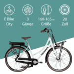Tretwerk E-Bike Cityrad Sophia, 3 Gang, Nabenschaltung, Frontmotor, 536 Wh, Tretwerk Sophia E Bike Damen 28 Zoll Elektrofahrrad 160 - 185 cm Rad – Bild 3