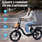 HITWAY E-Bike Faltrad 20*3,0 zoll Elektrofahrrad Pedelec mit 36V15,6Ah Akku, 7 Gang shimano shimano Schaltwerk, Kettenschaltung, Heckmotor, 561,6 Wh, Klappfahrrad E Mountainbike für Damen u. Herren – Bild 4