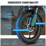 HITWAY E-Bike Faltrad 20*3,0 zoll Elektrofahrrad Pedelec mit 36V15,6Ah Akku, 7 Gang shimano shimano Schaltwerk, Kettenschaltung, Heckmotor, 561,6 Wh, Klappfahrrad E Mountainbike für Damen u. Herren – Bild 5