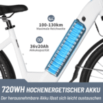 TTGO E-Bike Cityrad ZZ-28ST 28’’ E-Cityrad Alu-Tiefrahmen mit Mittelmotor und Gepäckträger, 9 Gang SHIMANO ALTUS, Kettenschaltung, Mittelmotor, 720 Wh, 36V 20AH Rahmen trägt 125 kg Abenteuer, Reichweite bis 150 km,Pedelec – Bild 5