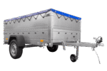 Anhänger mit faltbarer Deichsel Garden Trailer 230 KIPP mit zusätzlichen Bordwänden, Stützrad und blauer Flachplane-Neu – [LTG_SITE_NAME] – Bild 4