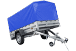 Auto Anhänger 230×125 Garden Trailer 230 KIPP Unitrailer 750 kg mit Stützrad, blauer Hochplane und Hochspriegel-Neu