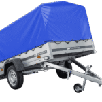 Auto Anhänger 230×125 Garden Trailer 230 KIPP Unitrailer 750 kg mit Stützrad, blauer Hochplane und Hochspriegel-Neu