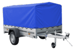 Auto Anhänger 230×125 Garden Trailer 230 KIPP Unitrailer 750 kg mit Stützrad, blauer Hochplane und Hochspriegel-Neu – Bild 3