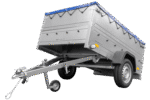 Kfz Anhänger 750 kg Garden Trailer 201 KIPP mit zusätzlichen Bordwänden, Stützrad und blauer Flachplane-Neu