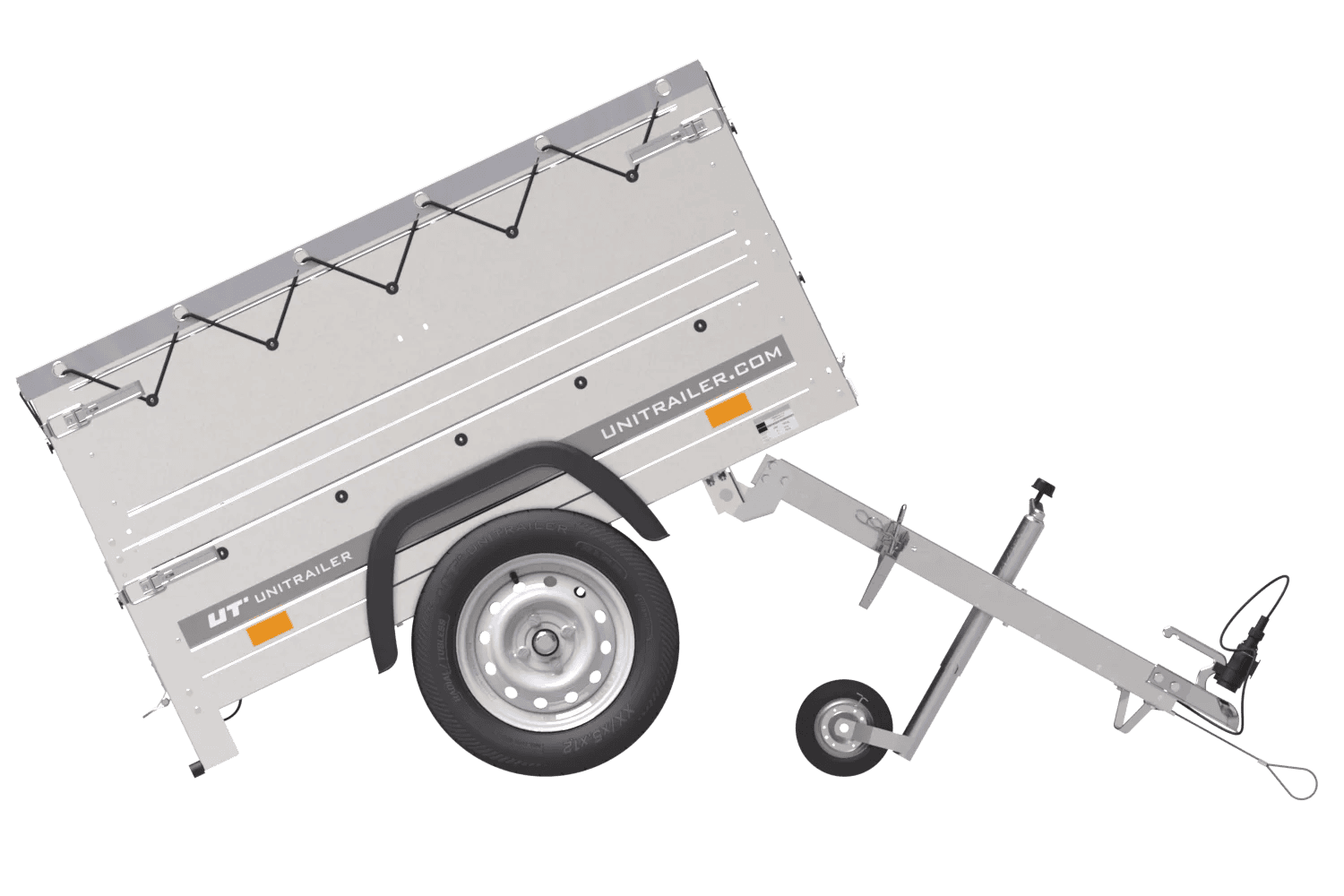 img_69cac7198a44e.png Neu Anhänger Garden Trailer 150 KIPP mit zusätzlichen Bordwänden, Stützrad und Flachplane-Neu – Bild 1