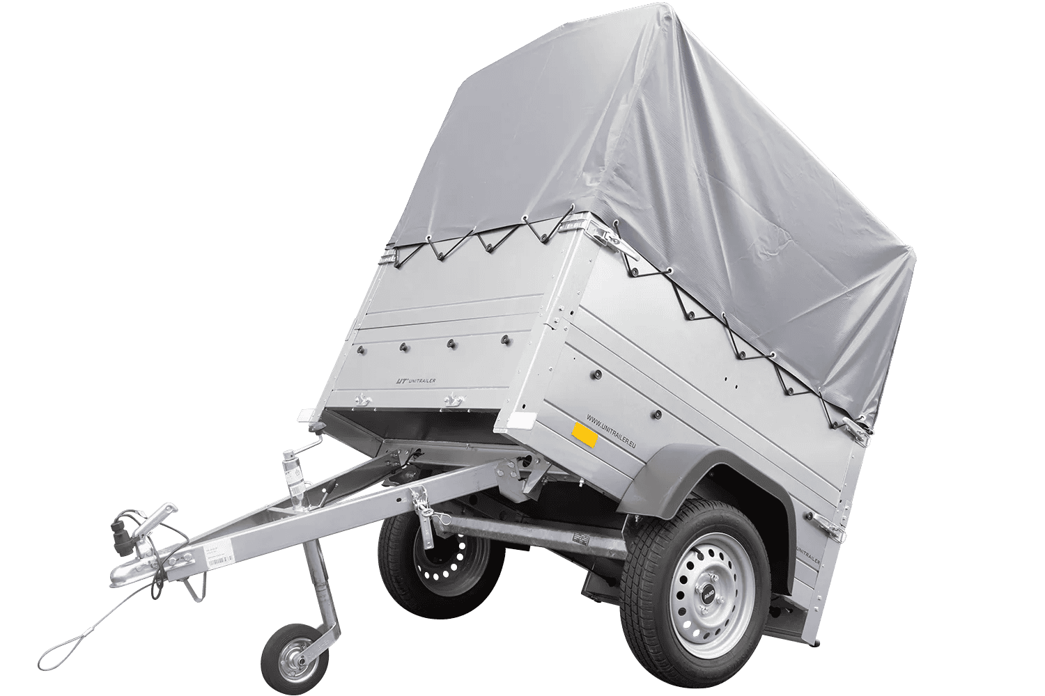 img_69cac75a6677c.png Neuanhänger Kipper ungebremst Garden Trailer 150 KIPP mit zusätzlichen Bordwänden, Stützrad, Hochplane und Hochspriegel-Neu – Bild 1